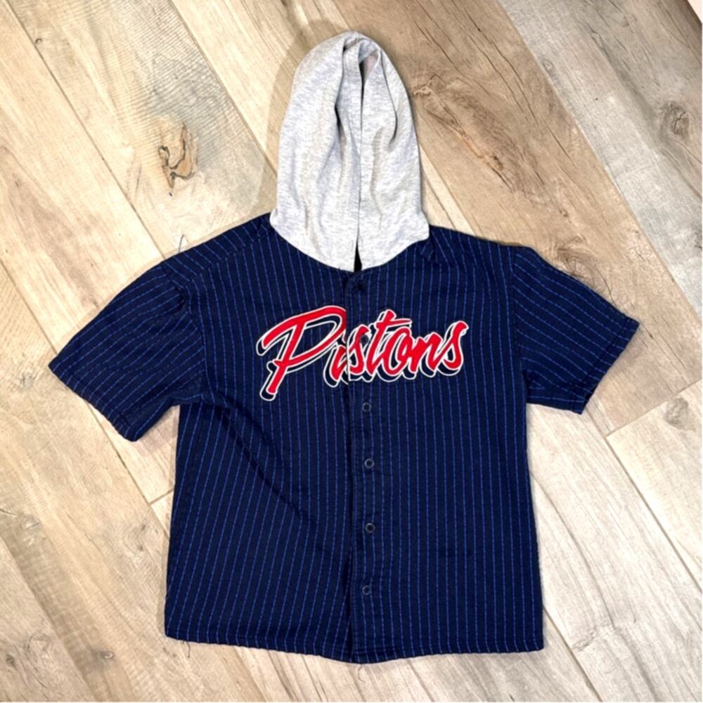 Vintage Y2K Detroit Pistons Hooded Jersey Adult Size Small